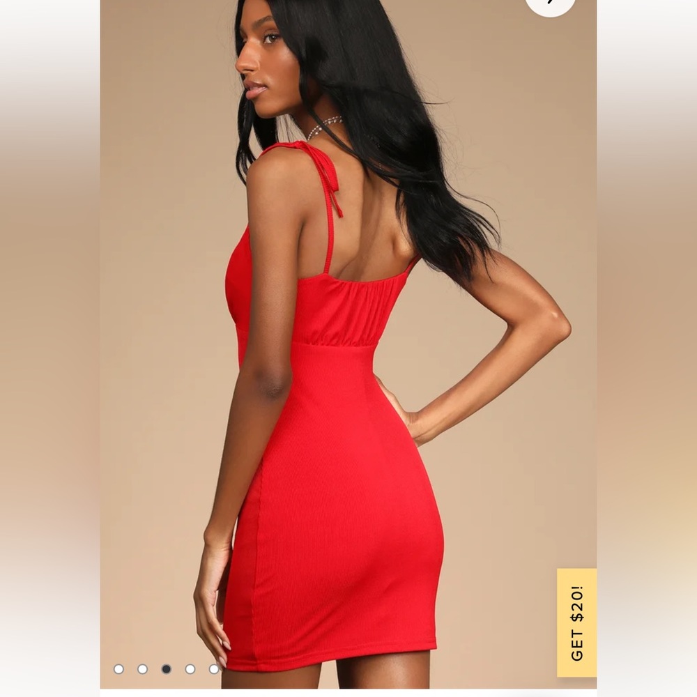 Lulus Ever So Sweet Red Ribbed Tie-Strap Bodycon Mini Dress - Picture 5 of 9